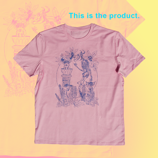 MINOTAUR T-SHIRT. PINK/BLUE