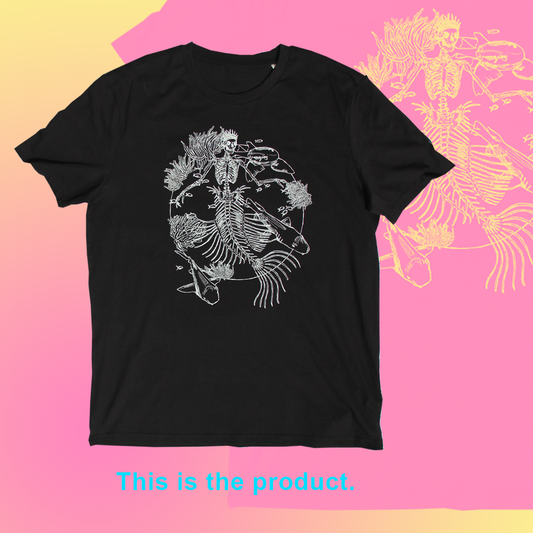 MERMAID T-SHIRT. BLACK/WHITE