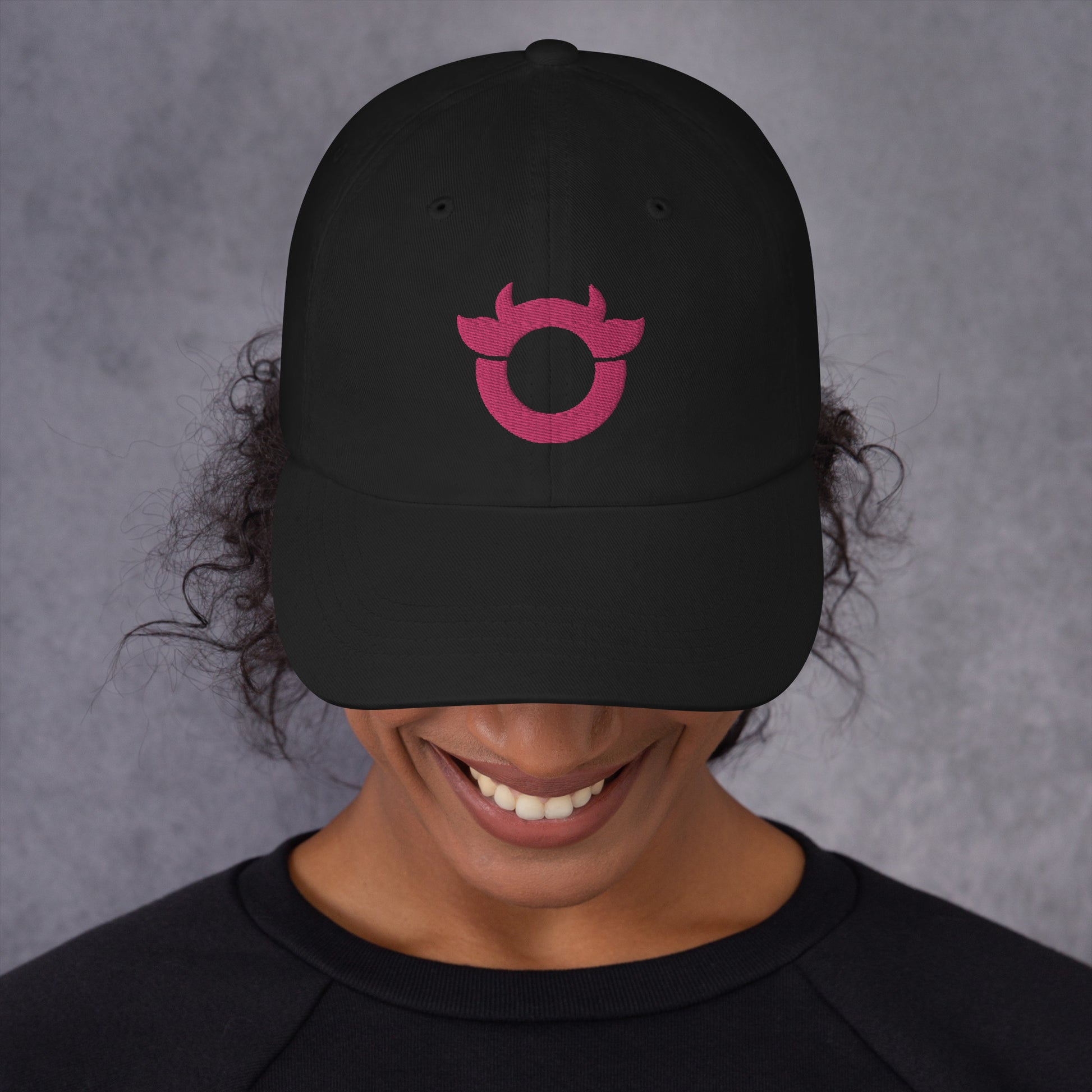 The original Nasty Cow cap with a bright pink embroidered logo.