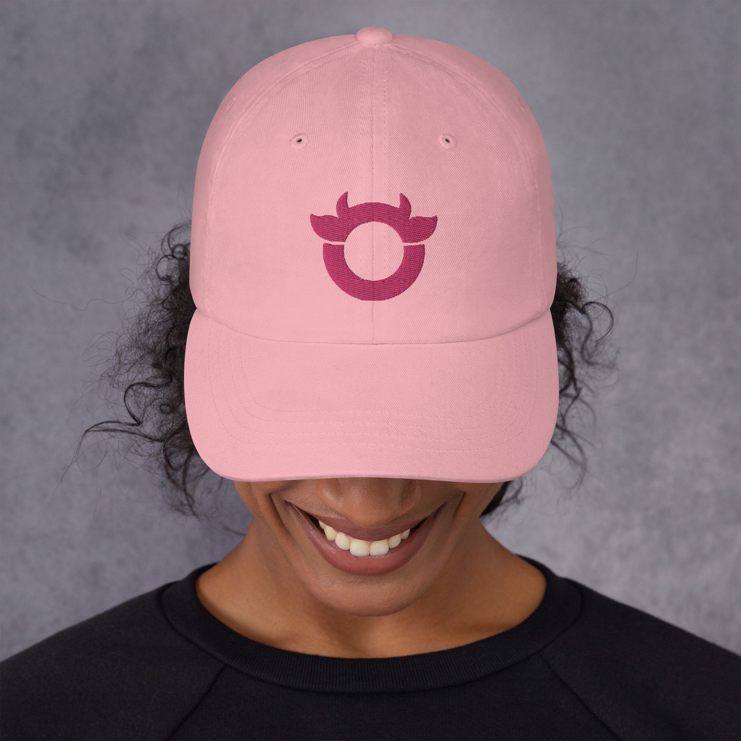 The original Nasty Cow cap with a bright pink embroidered logo.