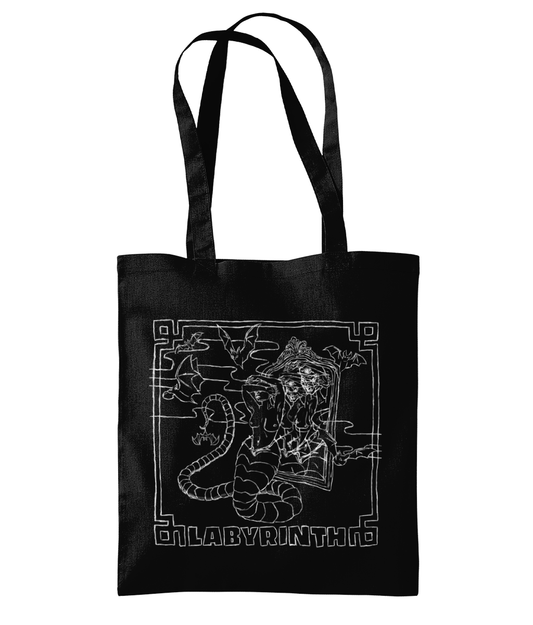 Kinky Labyrinth Parties Tote bag Logo black and white Underworld Nasty Cow