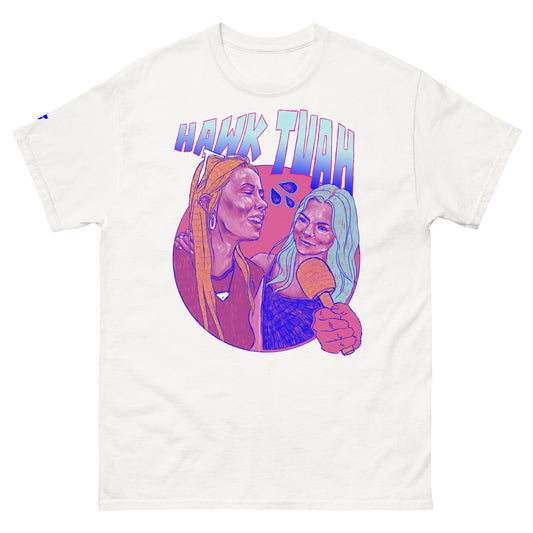 Hawk Tuah! Spit on that thang! A Nasty Cow illustration inspired by Hailey Welch on a White Tee.