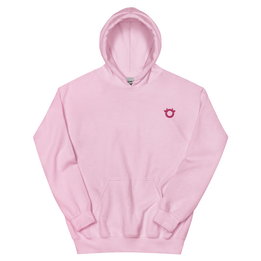 The original Nasty Cow hoodie with bright pink embroidered logo. Cosy and cool.